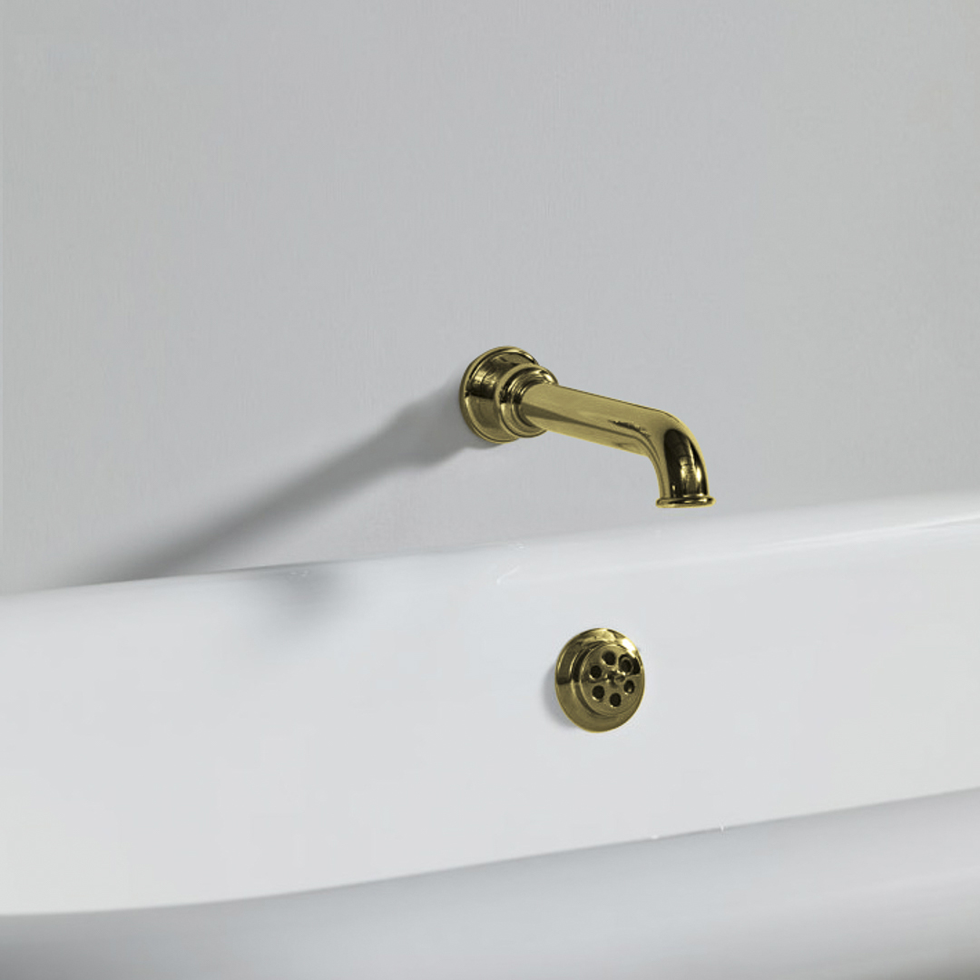 Rockwell wall-mounted tubular bath spout, 3 lengths