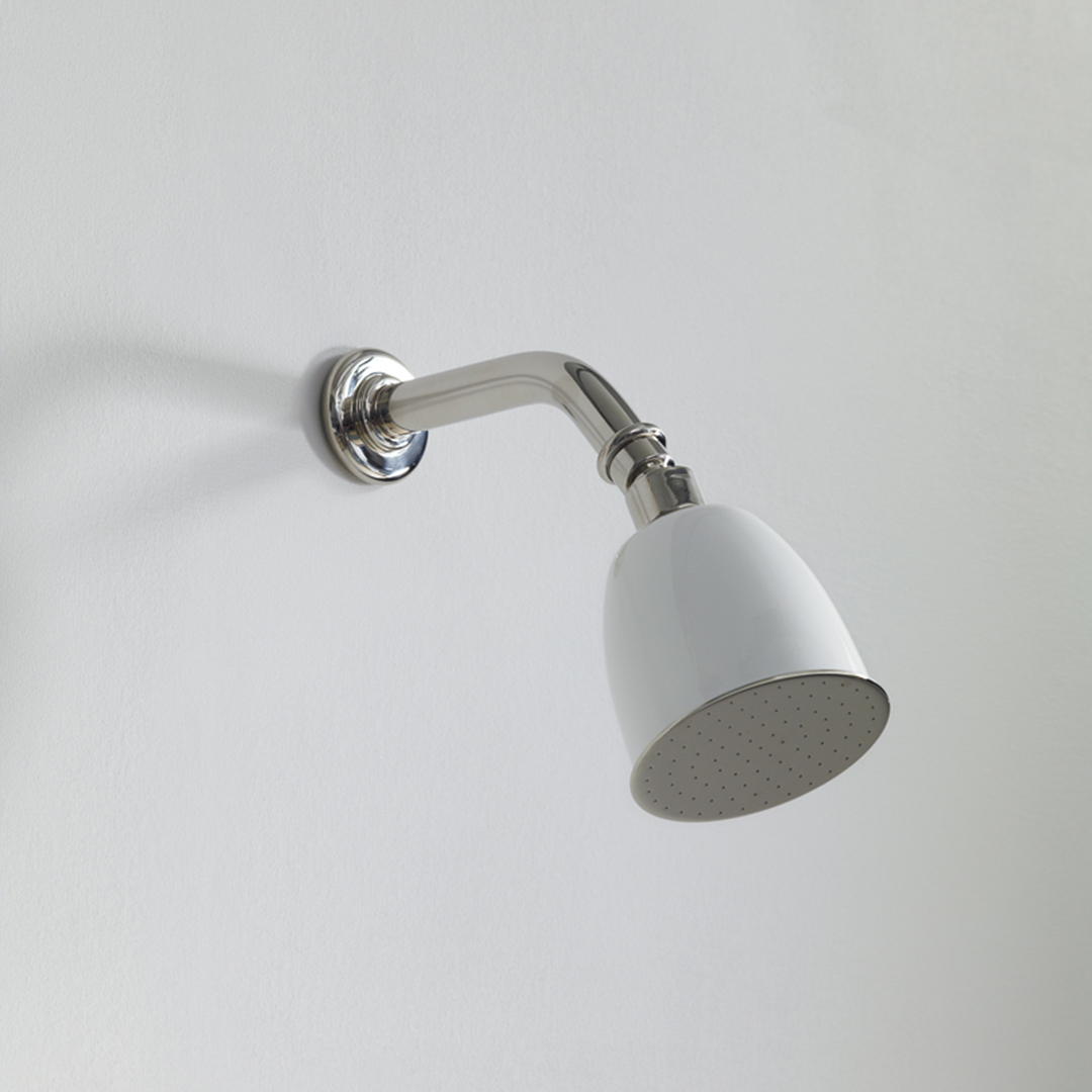 Rockwell 100mm shower rose with option of painted finish on 145mm angled arm with swivel