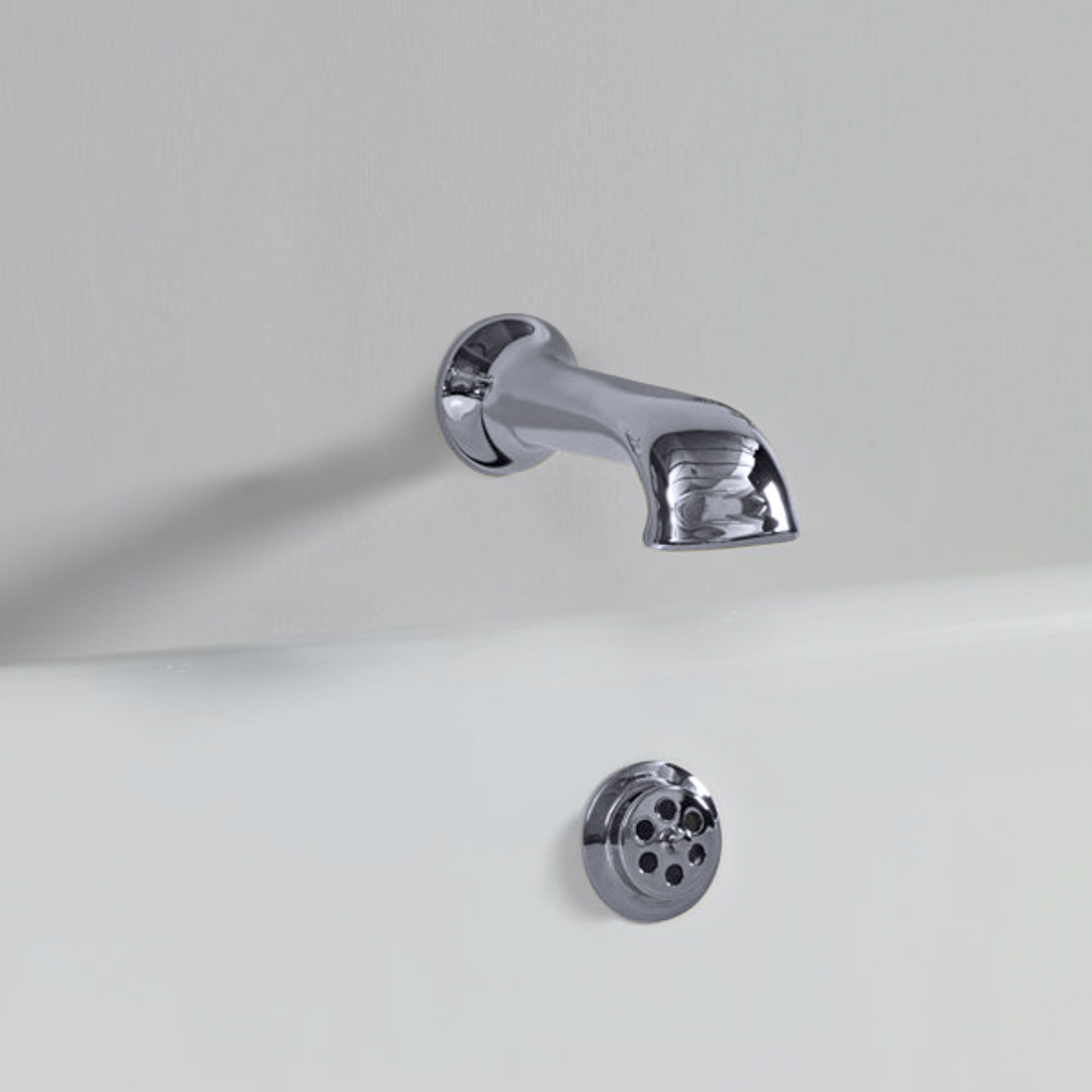 Rockwell wall-mounted cast bath spout, 2 lengths