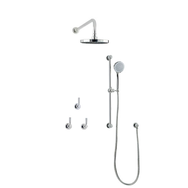 Langbourn shower layout - wall arm, rose, handshower on rail & levers