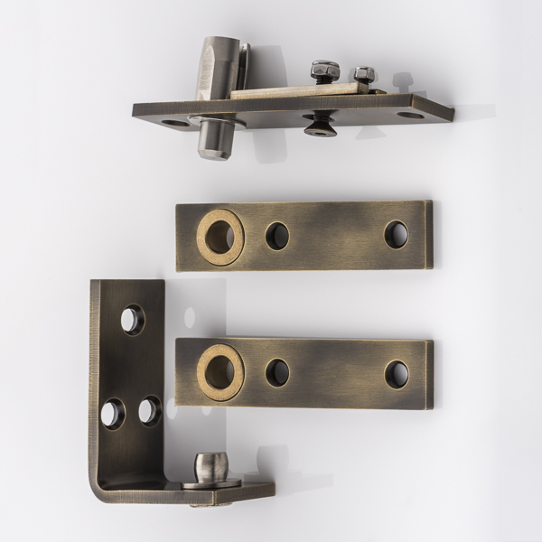 Double action wall-mounted door pivot hinge set
