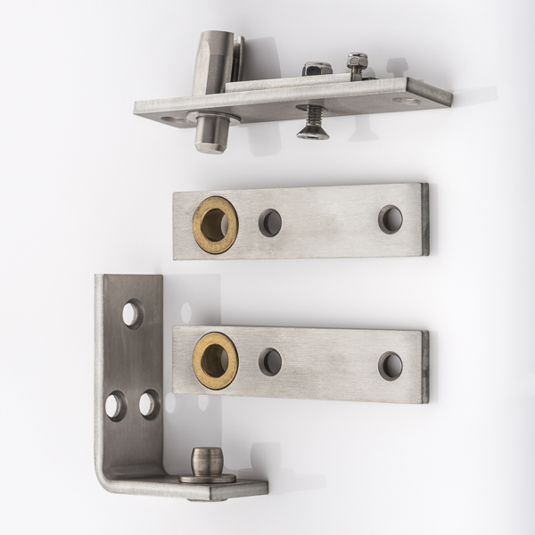 Double action wall-mounted door pivot hinge set
