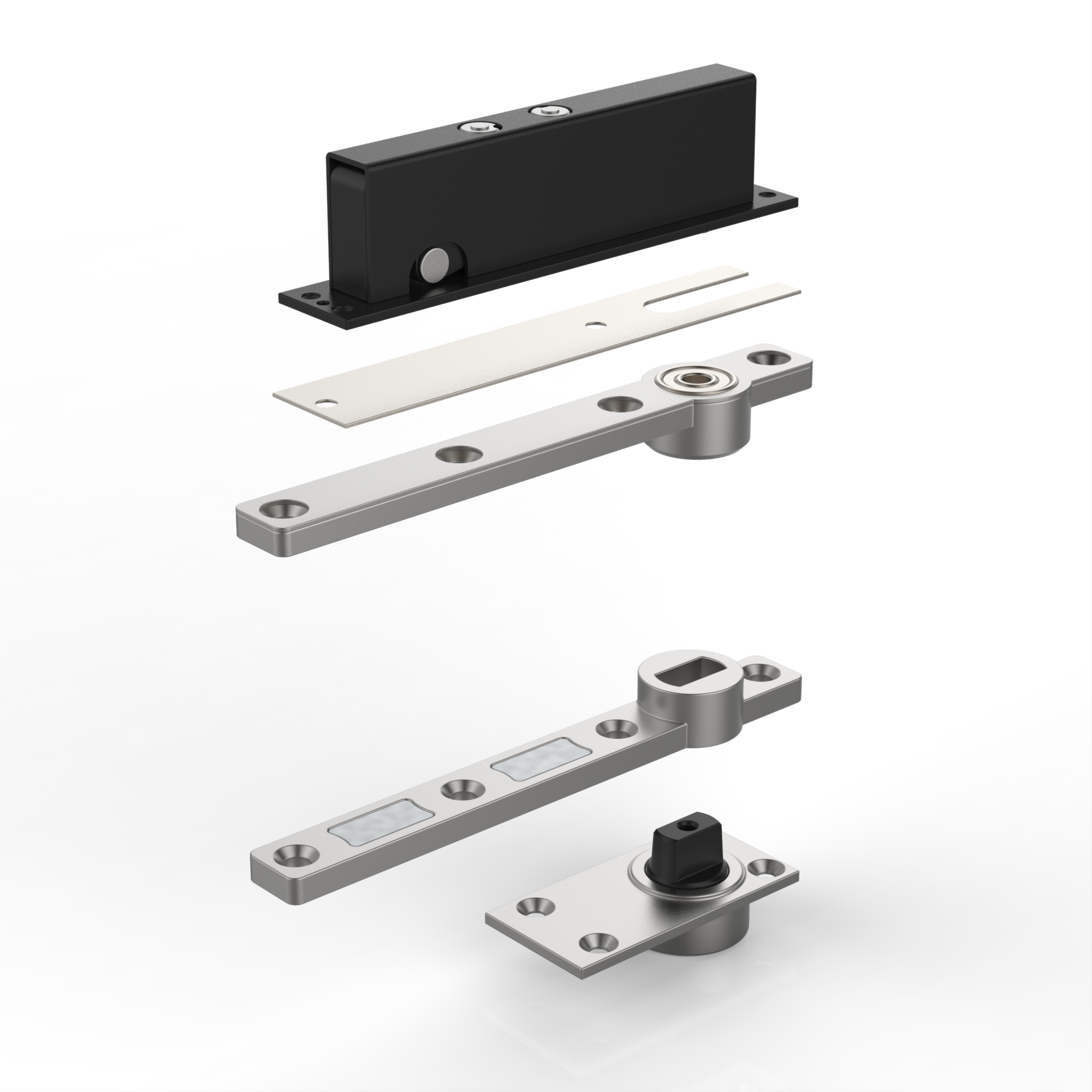 Floor and frame pivot with double way arm set