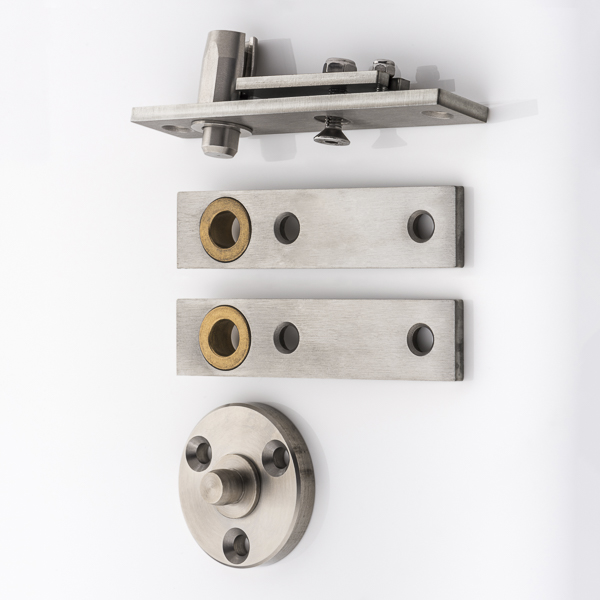 Double action floor mounted door pivot hinge set
