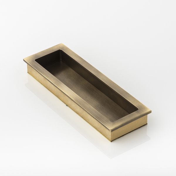 Rectangular solid brass recessed pull