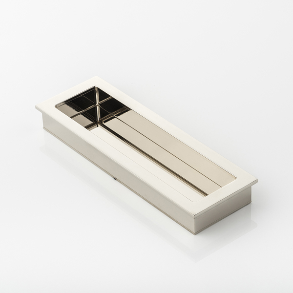 Rectangular solid brass recessed pull