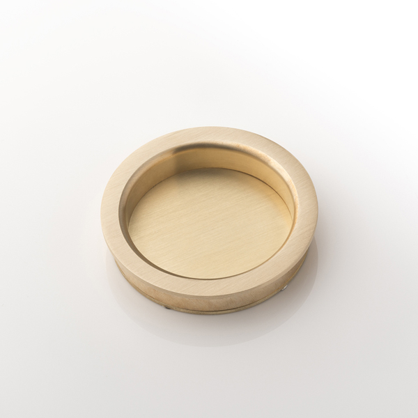 Round solid brass recessed door pull