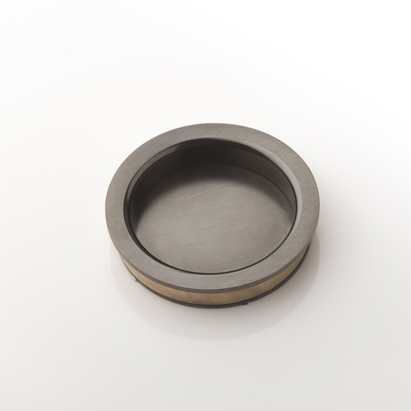 Round solid brass recessed door pull