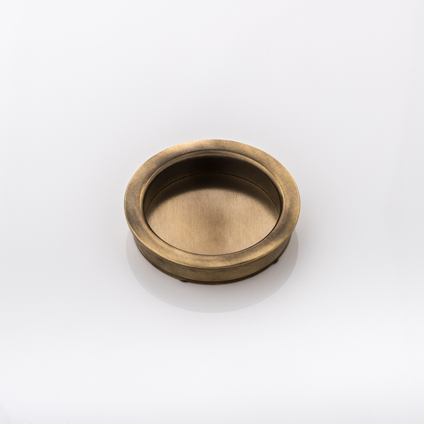 Round solid brass recessed door pull
