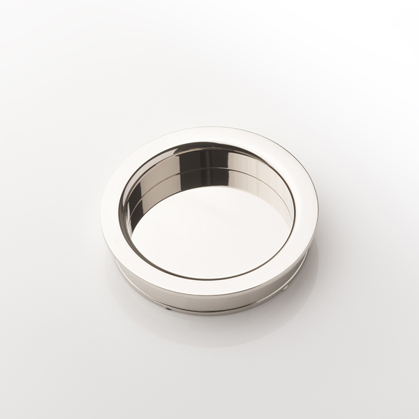 Round solid brass recessed door pull