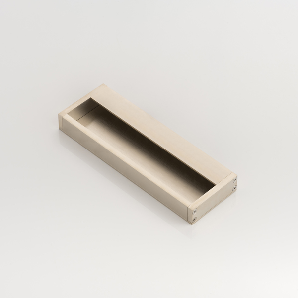 Rectangular solid brass recessed pull with grip