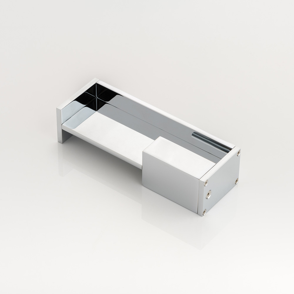 Rectangular solid brass recessed pull with end pull