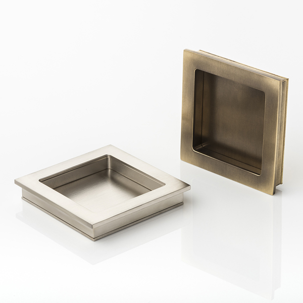 Cube solid brass recessed pull