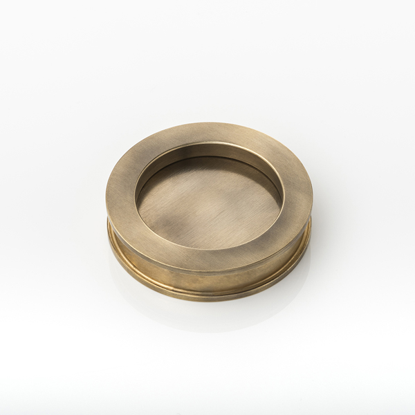 Round solid brass pull for glass sliding doors