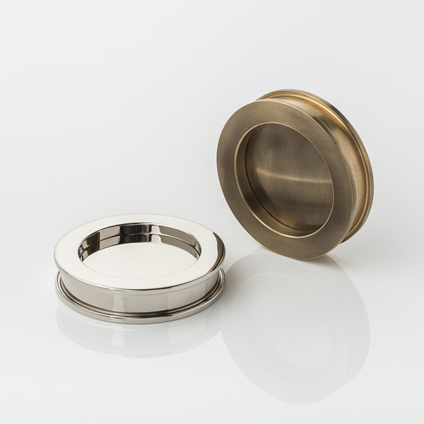 Round solid brass pull for glass sliding doors