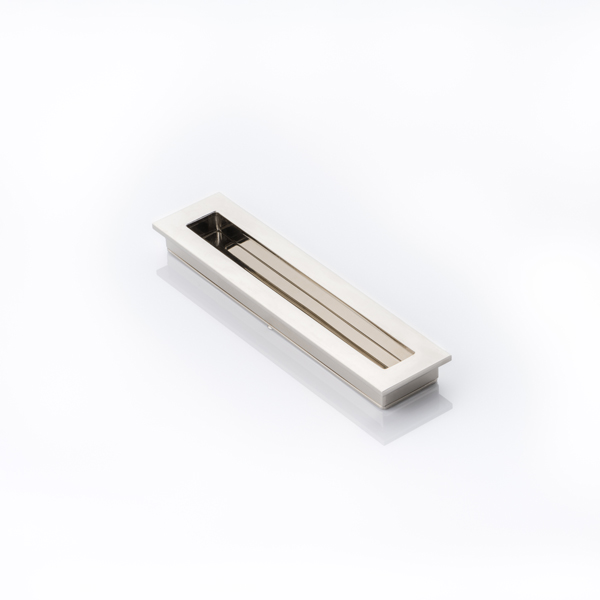Slim rectangular solid brass recessed pull