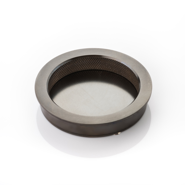 Round solid brass recessed pull with diamond knurl