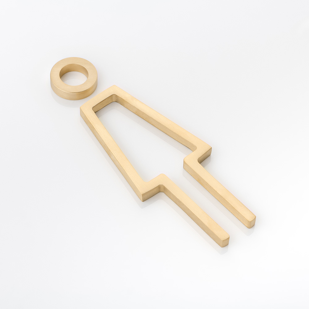 Solid brass 3D bathroom sign - Female