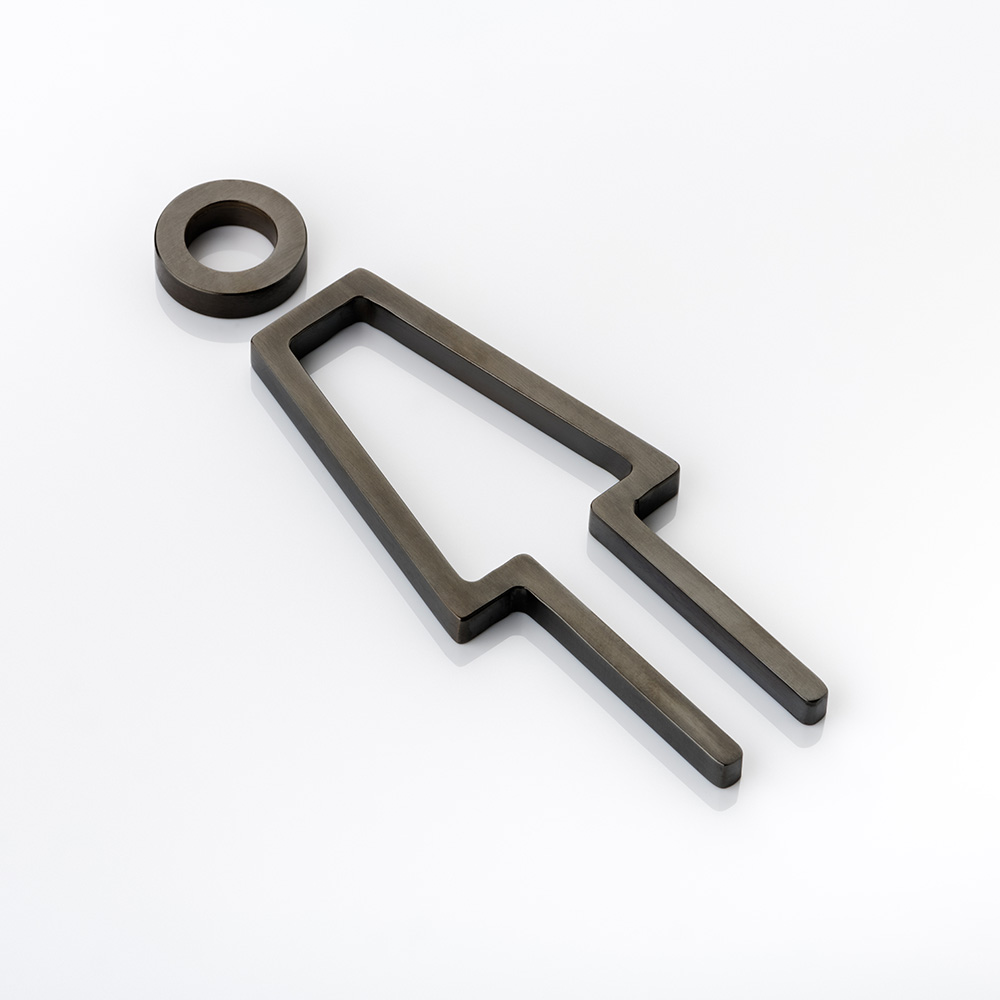 Solid brass 3D bathroom sign - Female