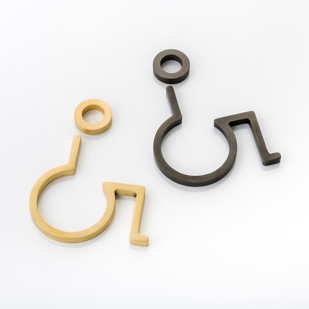 Solid brass 3D bathroom sign - Accessible, Ambulant or Disabled