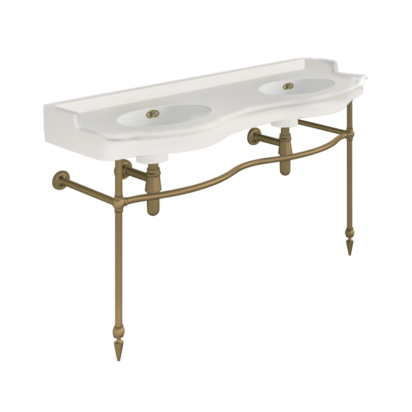 Paris 1410mm double on two leg basin stand. Zero, one or three tap holes.