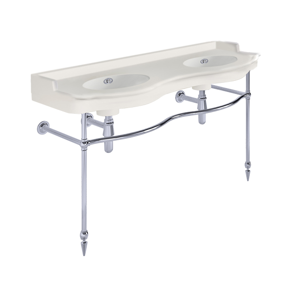 Paris 1410mm double on two leg basin stand. Zero, one or three tap holes.