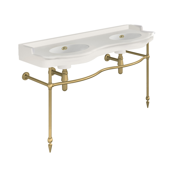 Paris 1410mm double on two leg basin stand. Zero, one or three tap holes.