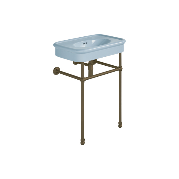 Rockwell 610mm Powder Blue basin on Basin Stand. Zero, one or three tap holes.