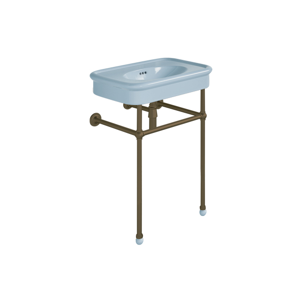 Rockwell 610mm Powder Blue basin on Basin Stand. Zero, one or three tap holes.