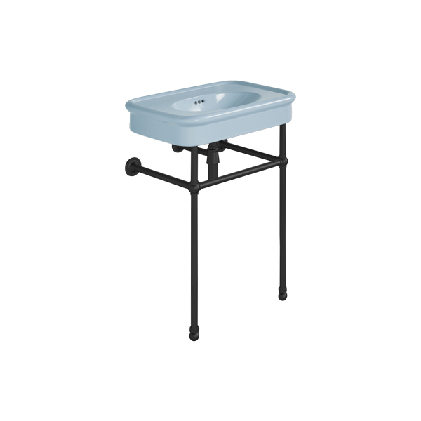 Rockwell 610mm Powder Blue basin on Basin Stand. Zero, one or three tap holes.