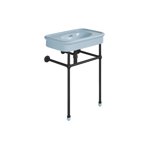 Rockwell 610mm Powder Blue basin on Basin Stand. Zero, one or three tap holes.
