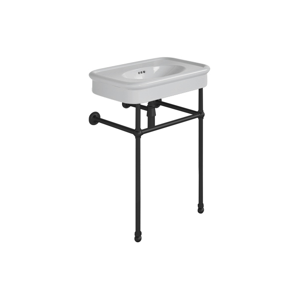 Rockwell 610mm Seattle Grey basin on basin stand. One or three tap holes.