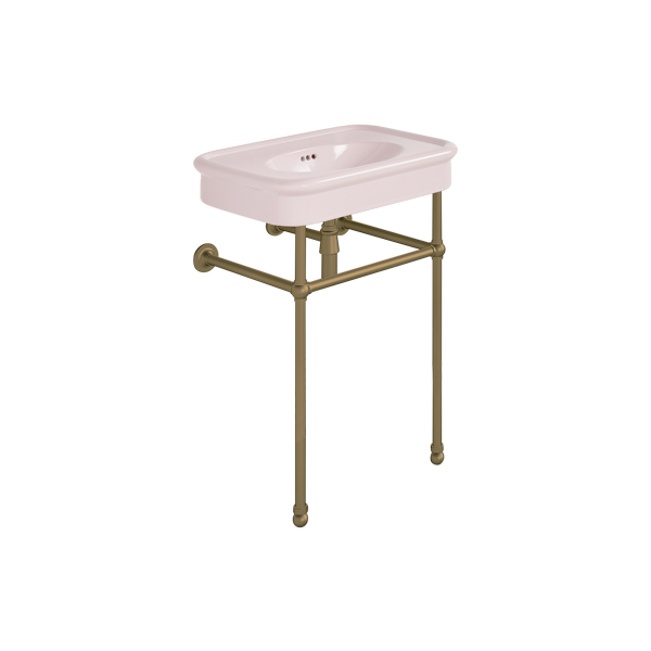 Rockwell 610mm Pale Pink basin on basin stand. Zero, one or three tap holes.