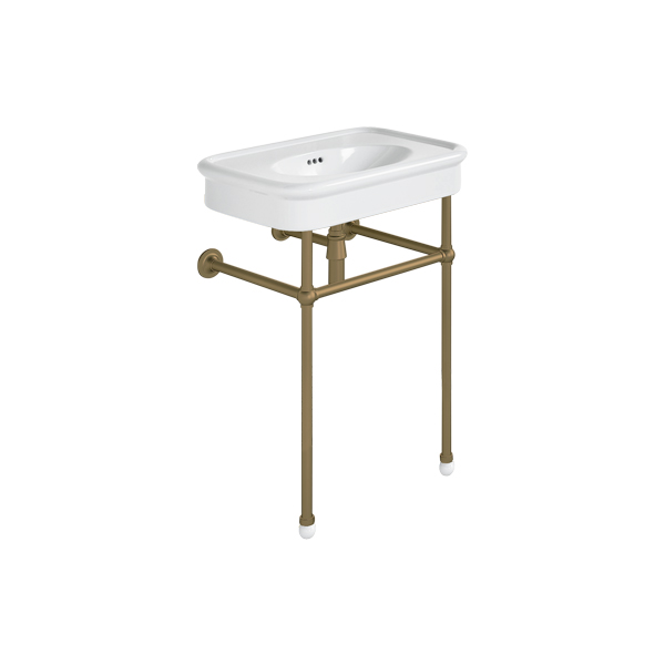 Rockwell 610mm White basin on basin stand. Zero, one or three tap holes.