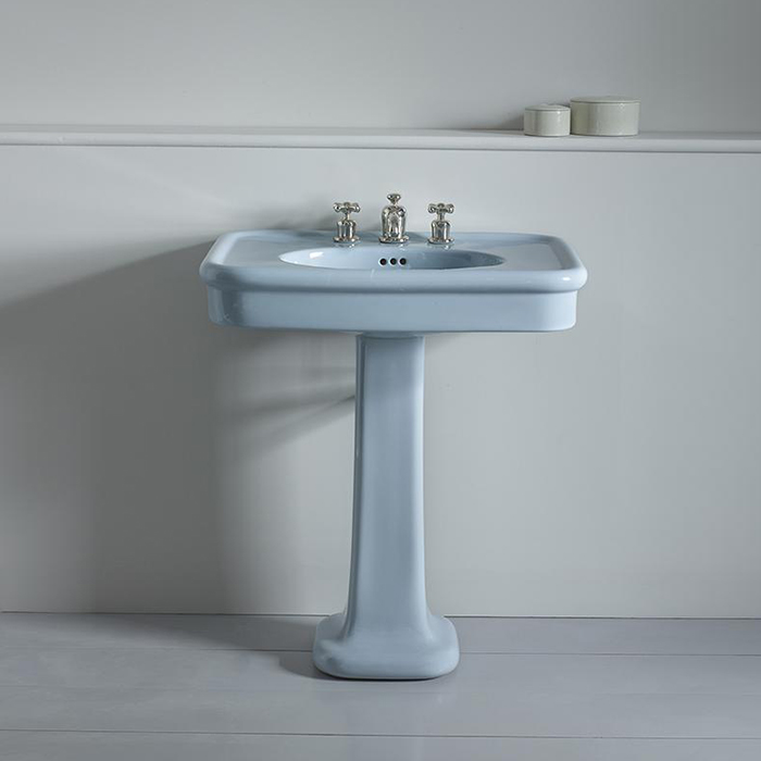Rockwell 610mm basin in Powder Blue on pedestal