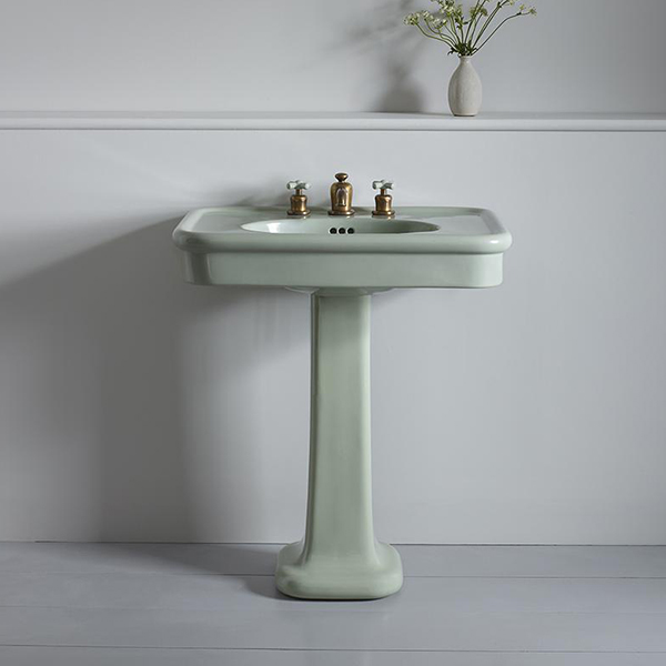 Rockwell 610mm basin in Willow Green on pedestal
