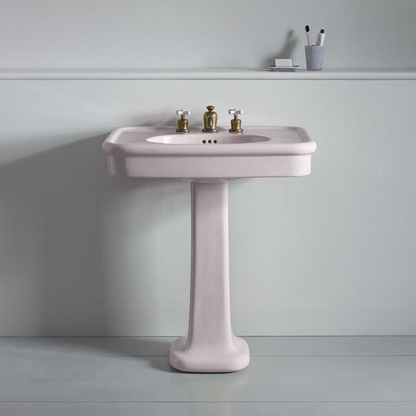 Rockwell 610mm basin in Pale Pink on pedestal