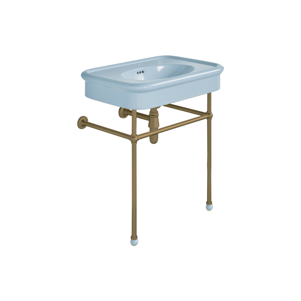 Rockwell 750mm Powder Blue basin on basin stand. Zero, one or three tap holes