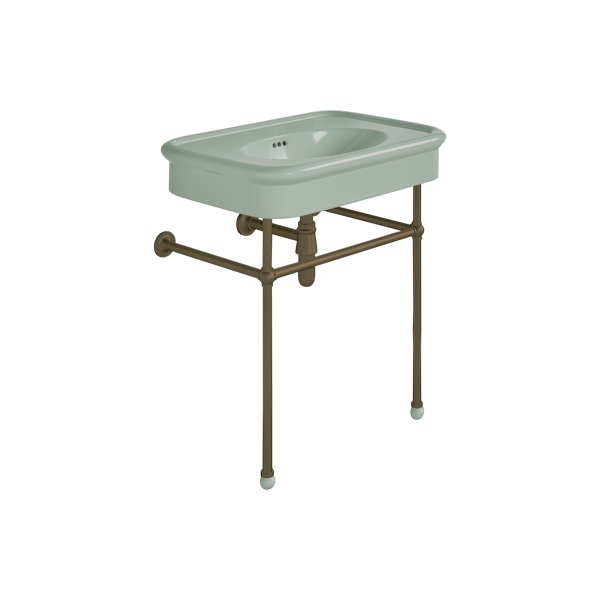 Rockwell 750mm Powder Blue basin on basin stand. Zero, one or three tap holes