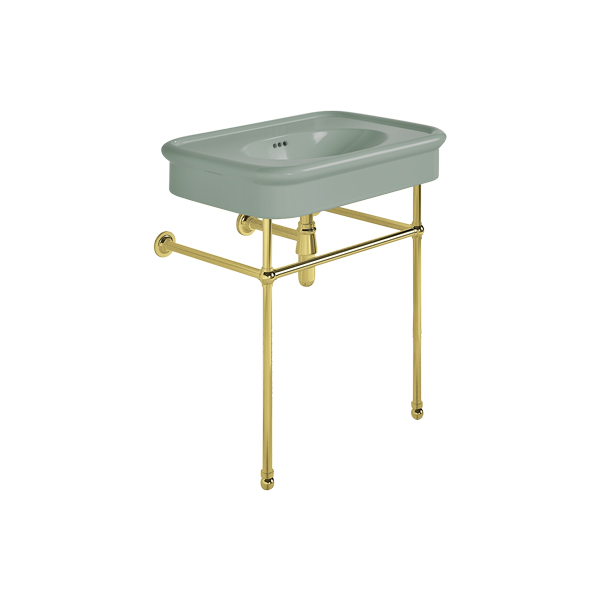 Rockwell 750mm Willow Green basin on basin stand. Zero, one or three tap holes