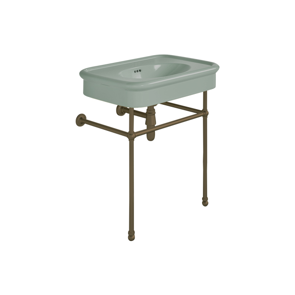 Rockwell 750mm Willow Green basin on basin stand. Zero, one or three tap holes