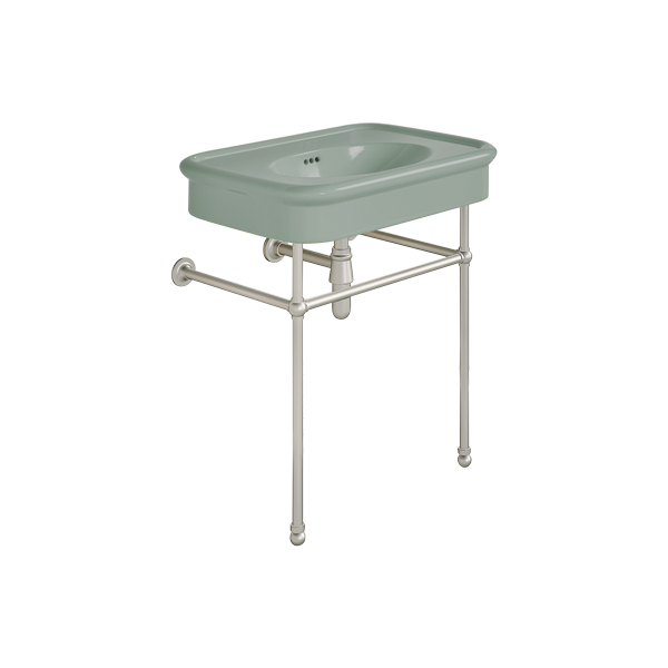 Rockwell 750mm Willow Green basin on basin stand. Zero, one or three tap holes