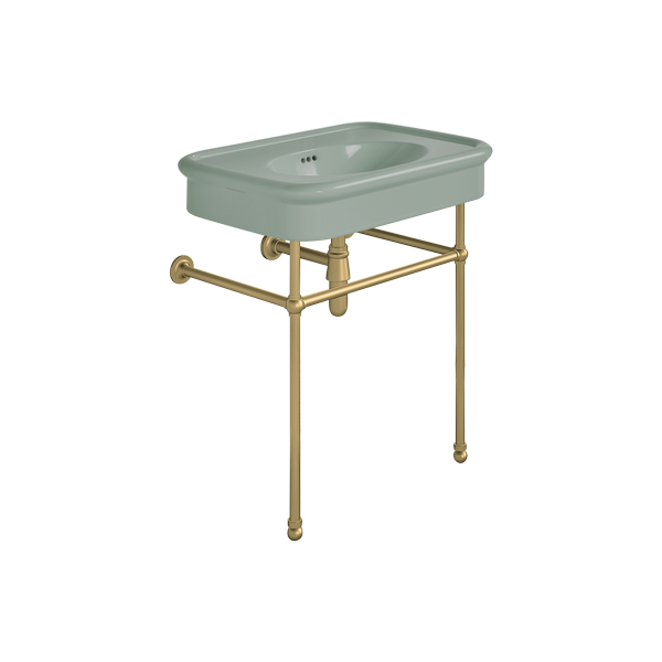 Rockwell 750mm Willow Green basin on basin stand. Zero, one or three tap holes