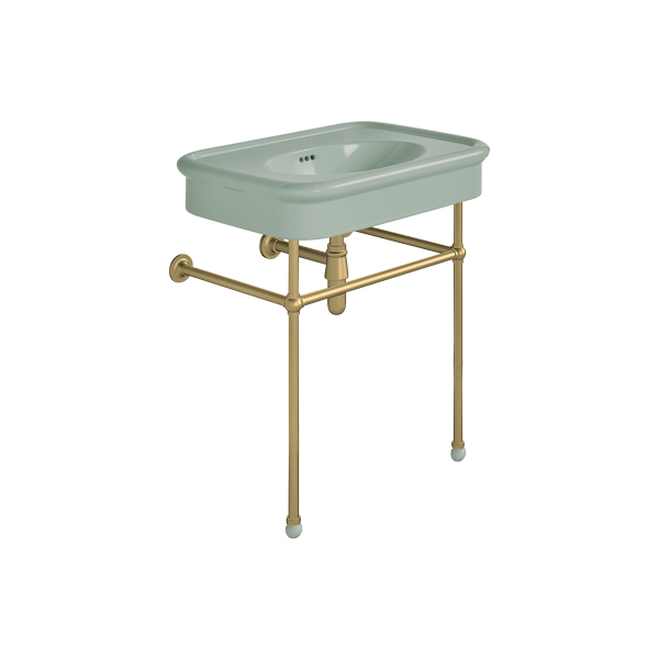 Rockwell 750mm Willow Green basin on basin stand. Zero, one or three tap holes