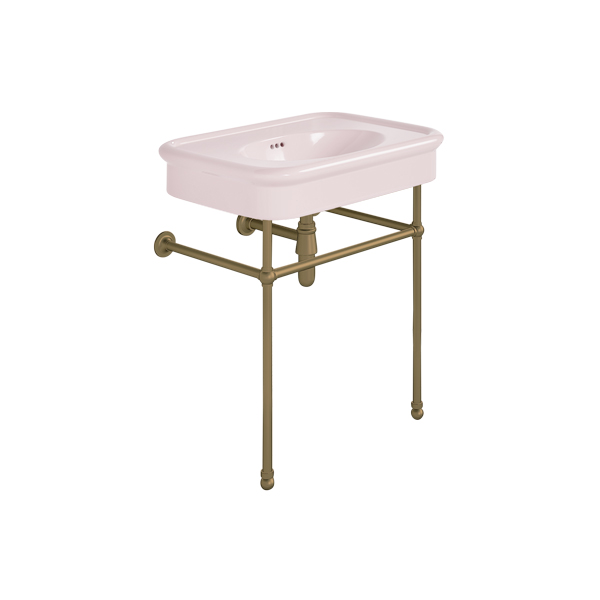 Rockwell 750mm Pale Pink basin on basin stand. Zero, one or three tap holes