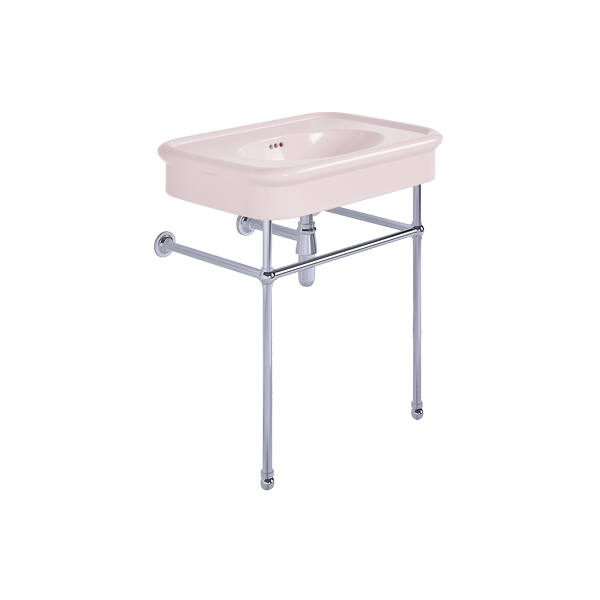 Rockwell 750mm Pale Pink basin on basin stand. Zero, one or three tap holes