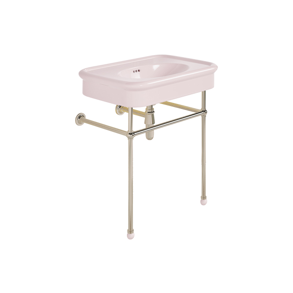 Rockwell 750mm Pale Pink basin on basin stand. Zero, one or three tap holes