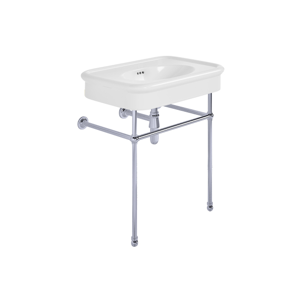 Rockwell 750mm White basin on basin stand. Zero, one or three tap holes