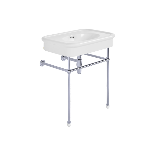 Rockwell 750mm White basin on basin stand. Zero, one or three tap holes