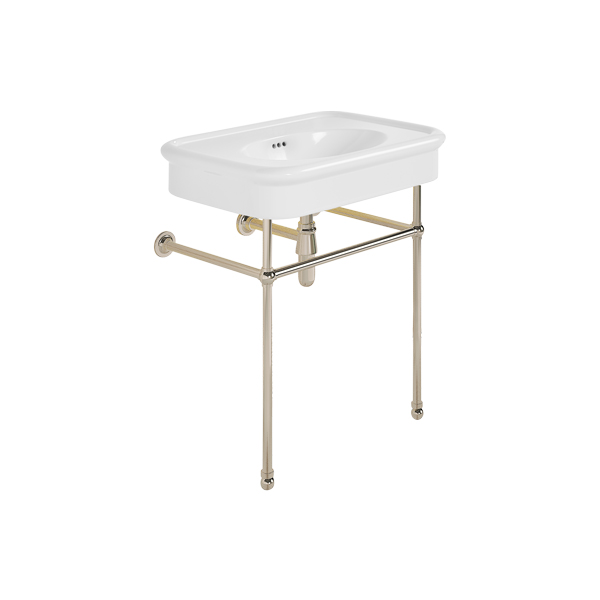 Rockwell 750mm White basin on basin stand. Zero, one or three tap holes